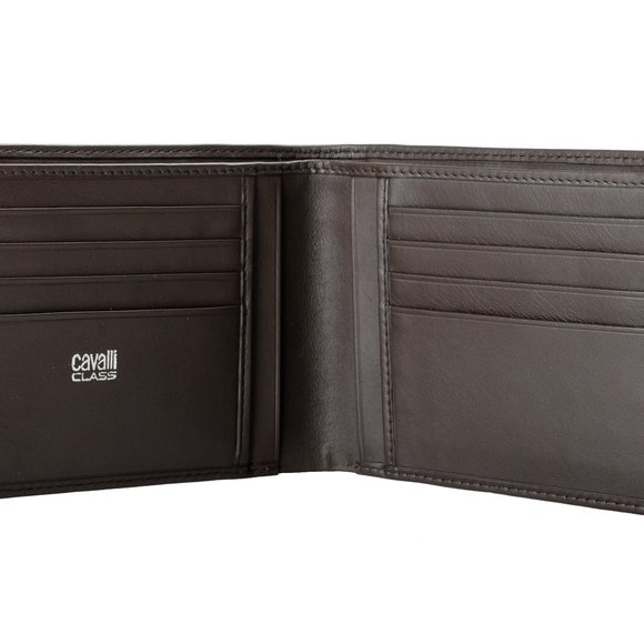 Cavalli Class Men's "Downtown" Chocolate Brown Leather Bifold Wallet - Picture 2 of 5